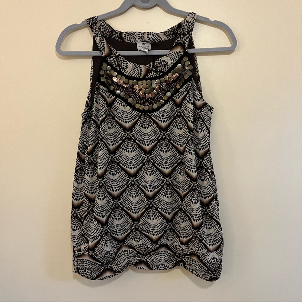 Worthington Black and White Patterned Tank Top